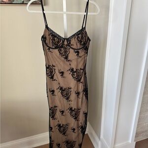 Meshki Black and Tan Floral Dress